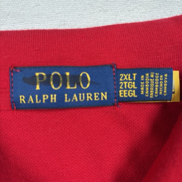 Polo Ralph Lauren Men's Red Polo Shirt Triple Pony Plaid, Under Collar, 2XLT - Picture 5 of 10